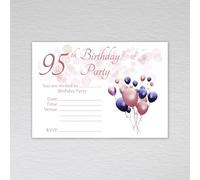 95th Birthday Invitations for Women - Rose Gold Party Invites with a Stylish Balloon Collection/Female 95th Birthday Party Invitation Cards with RSVP (Pack of 20 without Envelopes)