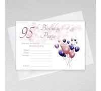 95th Birthday Invitations with Envelopes for Women - Rose Gold Party Invites with a Stylish Balloon Collection/Female 95th Birthday Party Invitation Cards with RSVP (Pack of 50 with Envelopes)