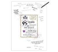 95th Birthday Party Guest Book Poster - Table Centerpiece Decoration Banner for Women or Men Turning 95 years old - Sweet Guest Book Alternative - Size A3 Art Anniversary Keepsake Sign for Wishes