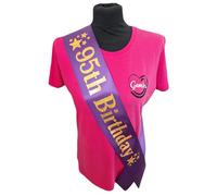 95th Birthday Sash - 95 Star Birthday Sash - Beautiful Quality Purple Ribbon and Holographic Gold Font - 95th Birthday Sash