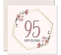 95th Floral Birthday Card for Women Elegant Beautiful Birthday Card for 95 Year old Woman Ladies Grandma Nan Mum Aunt Nan Friend Sister Ninety Five, Ninety Fifth Nanny