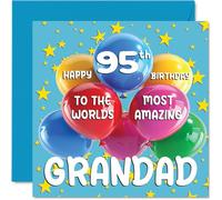 95th Grandad Birthday Card - World's Most Amazing Grandad - Happy 95th Birthday Card from Grandson Granddaughter, 145mm Age 95 Greeting Cards for Grandpa