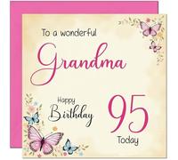 95th Grandma Birthday Card - Beautiful Butterfly Floral Grandmother Birthday Card for 95 Year old Ninety Five, Ninety Fifth