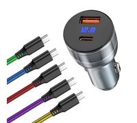 95W Fast Charging Car Charger and 5 Pack 2M Micro USB Cable for Android, Samsung Galaxy S6 and S7 Nexus HTC LG Kindle Power Bank and More