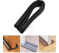 95x10 cm Waterproof Door Seal Strip Draught Excluder Stopper Door Bottom Guard Double Silicone Rubber Seal Dustproof Soundproof(Black)