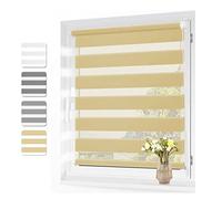 95x320cm Blackout Roller Blinds Waterproof Fabric with Adjustable Chain Ideal for Bathroom & Office Beige Day and Night Shades for Total Light Control