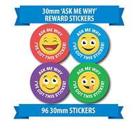 96 30mm "ASK ME WHY" children reward stickers smiley face