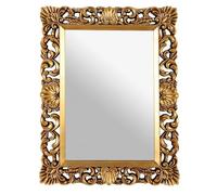 96×75 cm Large Vintage Mirror - Ornate Antique Gold Rectangular Frame - -Traditional Decorative Wall Mirror for Bedroom Bathroom Living Room - Horizontally or Vertically Hanging