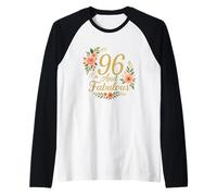 96 And Fabulous Floral 96th Birthday Celebration Funny Raglan Baseball Tee