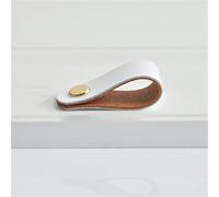 96 Dressing Table Handle, Simple Cabinet Handles,White Leather+Brass Knob and Handle, Nordic Drawer Pulls, Furniture Handles,Handmade Handle with Screw, Indoor Hardware (NO.74)(Lt 0251 W Gold)