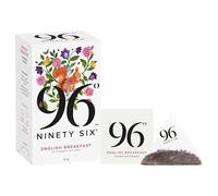 96° English Breakfast Tea - 20 Pyramid Tea Bags, Full-Bodied, Bright & Invigorating Black Tea, Sugar free, Individually Wrapped Recyclable Envelopes, Plant-Based Tea Bags with No Microplastics