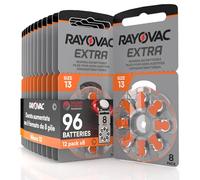 96 Hearing Aid Batteries Size 13 Rayovac (Orange) PR48 Zinc-Air with Sound Fusion Technology - 12 Blisters of 8 Batteries