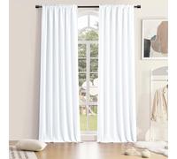 96 inch Length Pure White Half Blackout Curtains for Bedroom - Rod Pockt Top Thermal Insulated Window Treatment Drapes for Living Room,2 Panels W 42 x L 96,2 Panels
