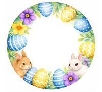 96 Pack 37mm Round Write On Easter Stickers - Colourful Cute Bunny & Egg Designs, Kids Party Labels for Gift Bags, Name Labels