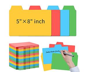 96 Pcs 5x8 Index Cards Dividers With Blank Tabs - Color Note Cards for Studying, Working, Office, School, Business, Home