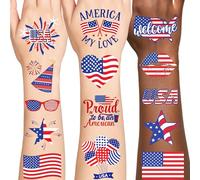 96 PCS American Flag Tattoos, Fourth of July Decorations Tattoos, Red White and Blue Party Supplies, Gifts for Boys, Girls, Accessories for Independence Day, Memorial Day, Labor Day
