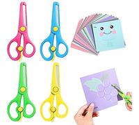 96 Pcs Colorful Paper Cut and 4 Pcs Kids Scissors,Childrens Safety Left Handed Scissors Blunt Tip Safety Scissors for Scrapbooking Art DIY Craft Students Teaching Stationery and Craft Cutting Paper