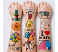 96 PCS Math Pre-cut Temporary Tattoos for Kids, Cute Formula Symbols Stickers, Mathematics Themed Birthday Party Favors, School Rewards & Prizes for Teachers Students