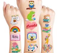 96 PCS Reading Book Pre-Cut Temporary Tattoos for Kids | Super Cute Library Booklist Nerd Themed Birthday Party Favors, Supplies, Decorations, Fake Tattoo Stickers, School Rewards & Gifts Boys & Girls