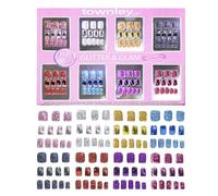 96 Pcs Stick on Nails Set | Glitter-Glamup & Metallic Press- On Nail Sets for Girls 6+ | Self-Adhesive Artificial Nails, Townley Girl