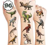 96 PCS T Rex Dinosaur Pre-Cut Temporary Tattoos Birthday Party Decorations Favors Supplies Decor 3D Tyrannosaurus Rex Dino Trex Cute Stickers Boys Girls Gift School Prizes Rewards (Normal)