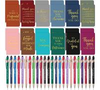 96 Pcs Thank You Gifts Bulk Motivational Pens Inspirational Notepads Set, Mini Motivational Notebooks and Ballpoint Pens, Inspirational Appreciation Gifts for Employee Teacher Staff Volunteer Coworker