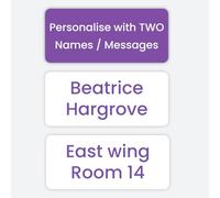 96 Personalised Stick-On Name Labels for Adults - Purple Text on White - Waterproof, Durable Labels for Clothing & Personal Items - Ideal for Care Homes, Nursing Homes & Hospitals (SFP)