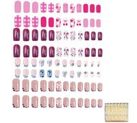 96-Piece Press On Nails Set with Adorable Bow Designs, Colorful Kids Nail Set with Jelly Glue Application, Safe Elegant Touch Petite Nails for Parties and Special Events