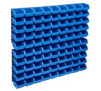 vidaXL Storage Bin Kit with Wall Panels 96 Piece Blue and Black Tool Boxes