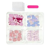 96 Pieces Kids False Nails, Children Press on Fake Nail Tip, Pre-glue Full Cover Short False Nails, Kids Stick on Nails for Kids Girls Nails Art Decoration (Flowers, Medium)