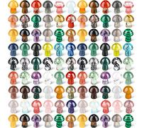 96 Pieces Mushroom Crystal Gemstone Trinkets Mini Decor Sculpture Carved Natural Little Mushroom Crystal Stones Accessories for Witchcraft Home Garden Miniature Decor Meditation