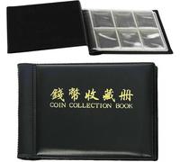 96-Pocket Coin Collection Album - Portable Large Capacity Coin Book for £1, £2, 50p Coins, Holder Folder for Collecting Old Coins, Tokens, Medals & Currency