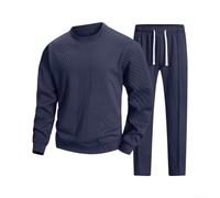96% Polyester Joggers Set Men Spring Autumn Wear(Blue M)