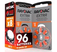 96 Rayovac Extra Advanced Hearing Aid Batteries 13. 12 Blister Packs of 8 Batteries