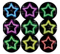 96 Sparkle Neon Stars 30mm Reward Stickers + 60 Free Mini Smiles for Teachers Schools