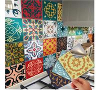 96 Tile Stickers Kitchen Victorian Mosaic Style Tile Stickers Transfers for 4x4 10x10cm Tile Kitchen Bathroom Stick On Wall Peel and Stick Tile Decals Waterproof (4”- 96 Stickers)