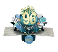 96 Today Happy 96th Birthday Pop-Up Greeting Card Love Kate's Pop Up Cards Him