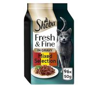 96 x 50g Sheba Fresh & Fine Cat Food Pouches Beef & Chicken & Lamb in Gravy