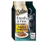 96 x 50g Sheba Fresh & Fine Cat Food Pouches Chicken & Turkey & Duck in Gravy