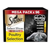 96 x 85g Sheba Select Slices Adult Wet Cat Food Trays Poultry Selection in Gravy