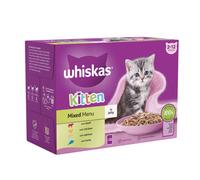 96 X 85G Whiskas 2-12 Months Kitten Wet Cat Food Pouches Mixed Menu In Jelly