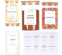 96 x Baking Pantry Labels - Waterproof Stickers for Jars, Glass Containers & Kilner Jars - for Baking Essentials & Kitchen Storage & Pantry Organisation