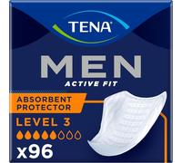 96 x TENA Men Level 3 Active Fit Discreet Absorbent Protector|800 ml|6 Pck of 16