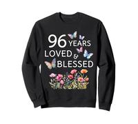 96 Years Loved Blessed Flower Butterfly Women 96th Birthday Sweatshirt