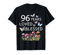 96 Years Loved Blessed Flower Butterfly Women 96th Birthday T-Shirt