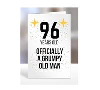 96 Years Old, Officially a Grumpy Old Man Card, Funny, Joke, Gift, 96th Happy Birthday, Presents for, Dad, Daddy, Grandad, Husband, Uncle, Him, Male, A5-164_68