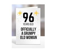 96 Years Old, Officially a Grumpy Old Woman Card, Funny, Joke, Gift, 96th Happy Birthday, Presents for Mum, Mummy, Grandma, Wife, Aunt, Her, Female, A5-164_139