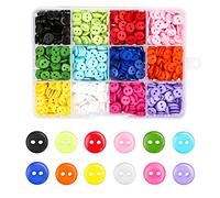 960 Pieces 9mm 12 Colors Round Resin Button Sewing Craft Buttons with Storage PVC Box,for Craft Project, Knitting, Crochet, Kid's Shirt, Crafts DIY, Clothes Sewing, Scrapbook Decoration (2 Holes)
