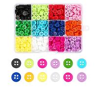960 Pieces 9mm 12 Colors Round Resin Button Sewing Craft Buttons with Storage PVC Box,for Craft Project, Knitting, Crochet, Kid's Shirt, Crafts DIY, Clothes Sewing, Scrapbook Decoration (4 Holes)