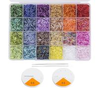 9600pcs 2 * 6.5mm Glass Seed Beads, Tubular, String, 24-Compartment Box for Crafting